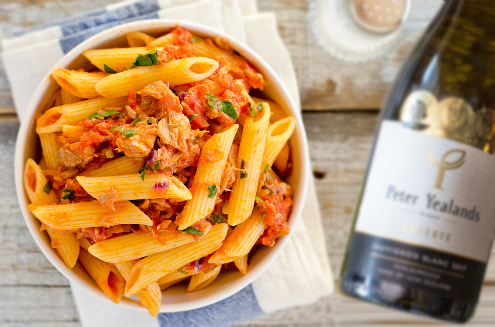 Pasta & Peter Yealands Wine