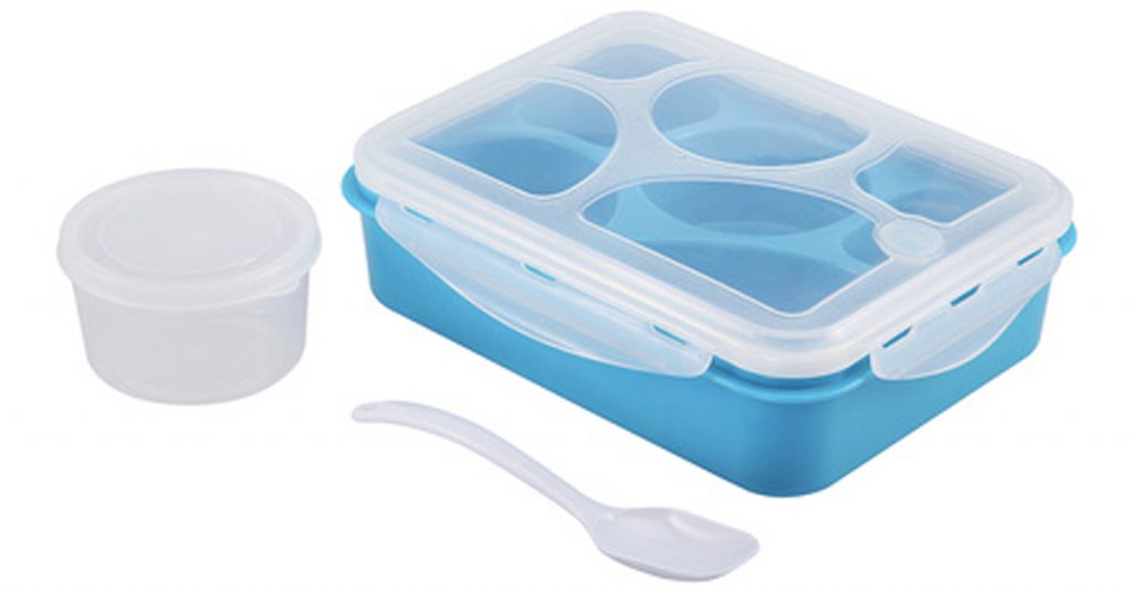 KKART Bento Lunch Box for Kids 4 Compartment Lunch Box with Spoon